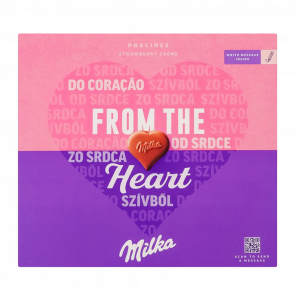 Цукерки Milka в Молочному Шоколаді з Кремово-Полуничною Начинкою 110g - Retromagaz