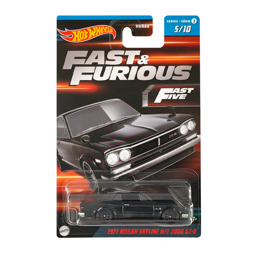 Тематична Машинка Hot Wheels 1971 Nissan Skyline H/T 2000 GT-R Fast & Furious 1:64 HNR88/HNT15 Black - Retromagaz