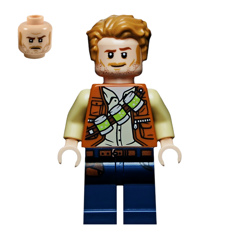 Фігурка Lego Jurassic World Owen Grady Lime Canisters Films jw066 Б/У - Retromagaz