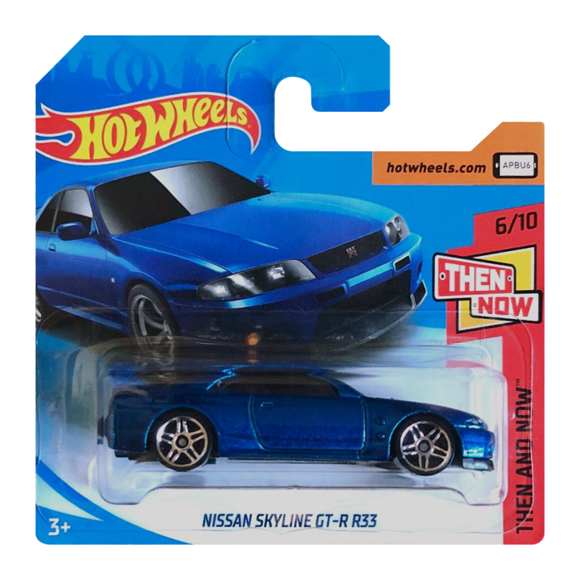 Машинка Базовая Hot Wheels Nissan Skyline GT-R R33 Then and Now 1:64 FJV51 Blue - Retromagaz