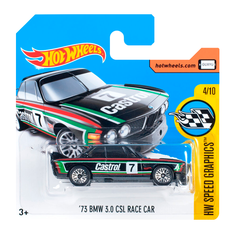 Машинка Базовая Hot Wheels '73 BMW 3.0 CSL Race Car Speed Graphics 1:64 DTX60 Black - Retromagaz