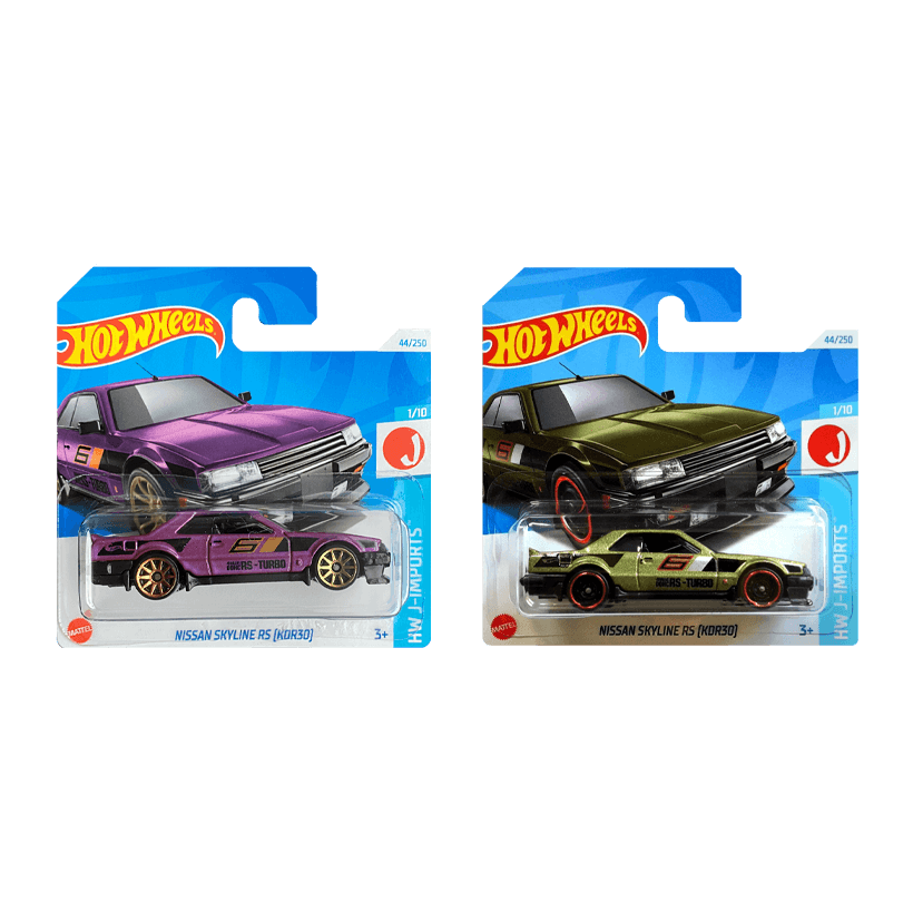 Набір Машинка Базова Hot Wheels Nissan Skyline RS (KDR30) J-Imports 1:64 HTD06 Green  + Машинка Базова Purple - Retromagaz