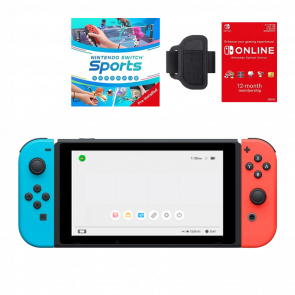 Консоль Nintendo Switch HAC-002 & Sports Bundle (гра Nintendo Switch Sports) & Blue Sports Bundle (код Nintendo Switch Sports) 365 дней онлайн Red Blue Новый - Retromagaz