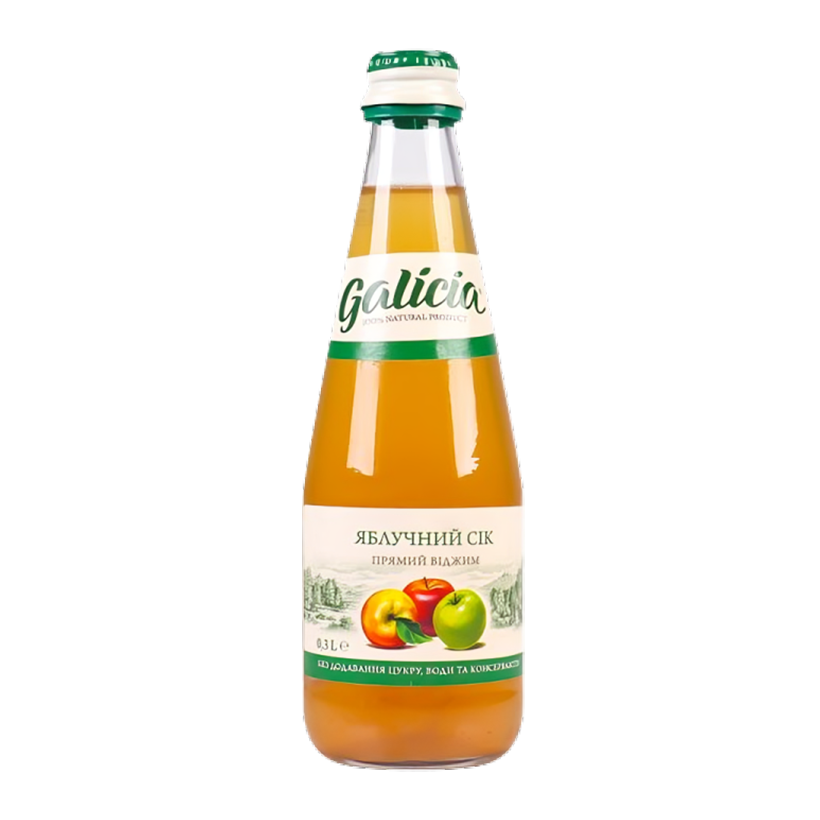 Сік Galicia Яблучний Cкло 300ml - Retromagaz