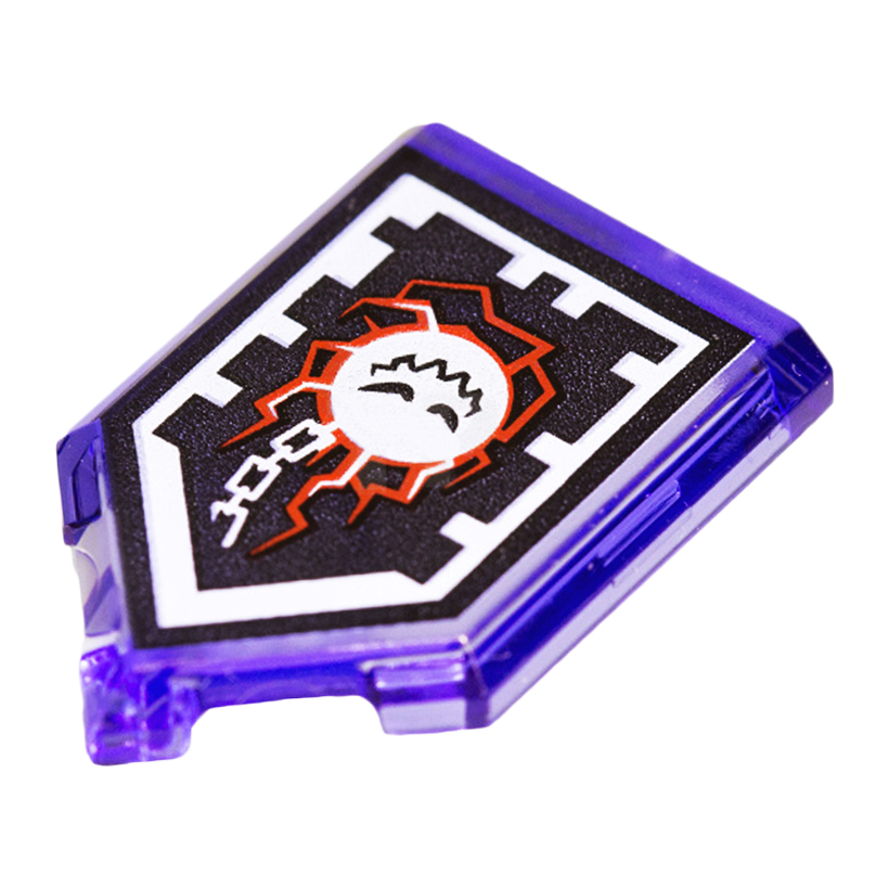 Плитка 4шт Lego Модифицированная Декоративная Pentagonal with Nexo Forbidden Power Shield Pattern Wrecking Wrath 2 x 3 22385pb059 6174106 Trans-Purple Б/У - Retromagaz