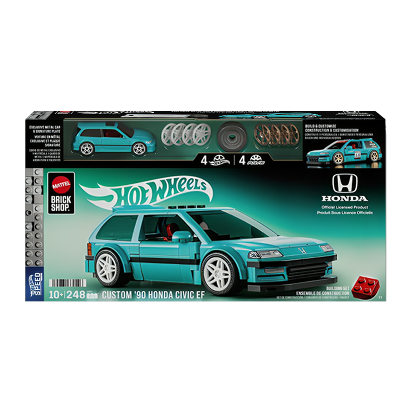 Конструктор Hot Wheels Mattel Brick Shop Hot Wheels Custom ’90 Honda Civic EF 248 Деталей JHF62 Blue - Retromagaz