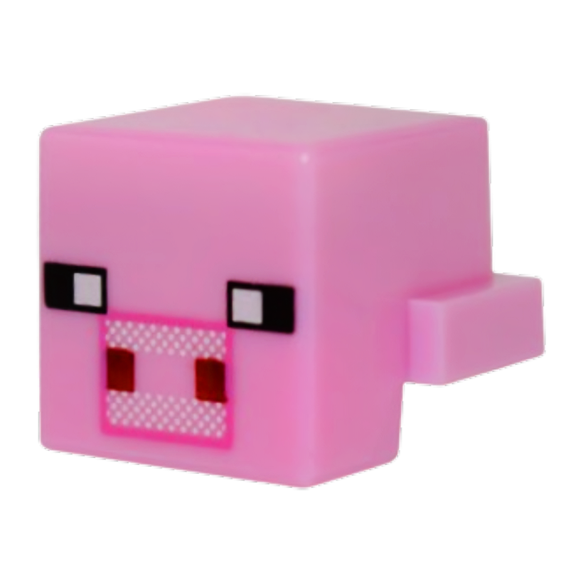 Фигурка 2шт Lego Minecraft Creature Head Pixelated Dark Pink Pig Games 19727pb010 19727pb011 Б/У - Retromagaz