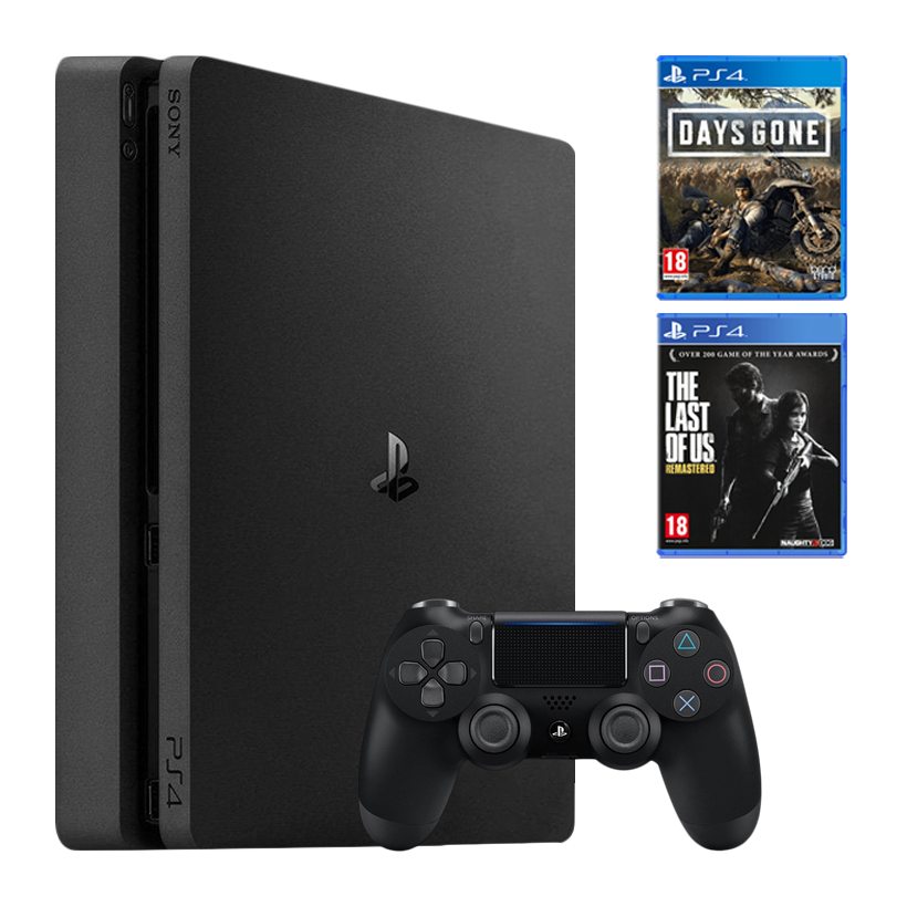 Набір Консоль Sony PlayStation 4 Slim 1TB Black Б/У  + Геймпад Бездротовий DualShock 4 Version 2 + Гра The Last of Us Remastered Російська Озвучка + Гра Days Gone Російська Озвучка - Retromagaz