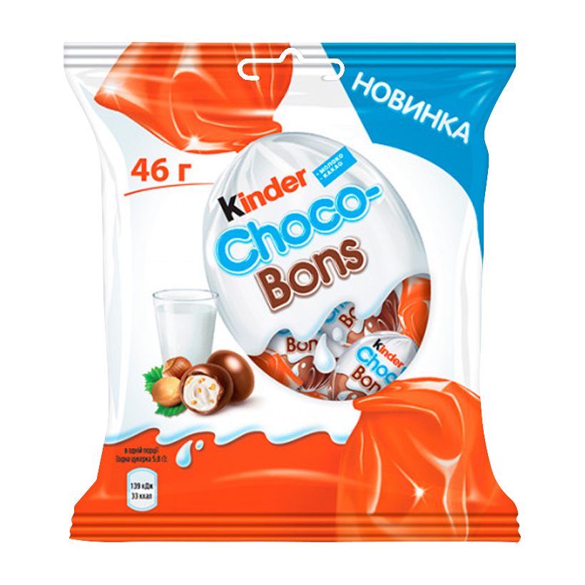 Конфеты Kinder Choco-Bons из Молочного Шоколада с Молочно-Ореховой Начинкой 46g - Retromagaz