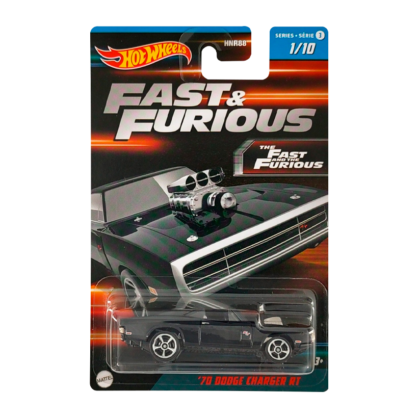 Тематическая Машинка Hot Wheels '70 Dodge Charger R/T Fast & Furious 1:64 HNR88/HNT11 Black - Retromagaz