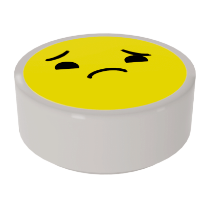 Плитка Lego Emoji Bright Light Yellow Face Worried Кругла Декоративна 1 x 1 98138pb137 35381pb137 6299968 White 10шт Б/У - Retromagaz