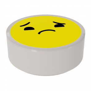 Плитка Lego Emoji Bright Light Yellow Face Worried Кругла Декоративна 1 x 1 98138pb137 35381pb137 6299968 White 10шт Б/У