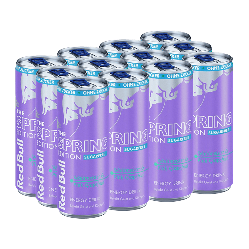 Набор Напиток Энергетический 12шт Red Bull Spring Edition Sugar Free 250ml - Retromagaz
