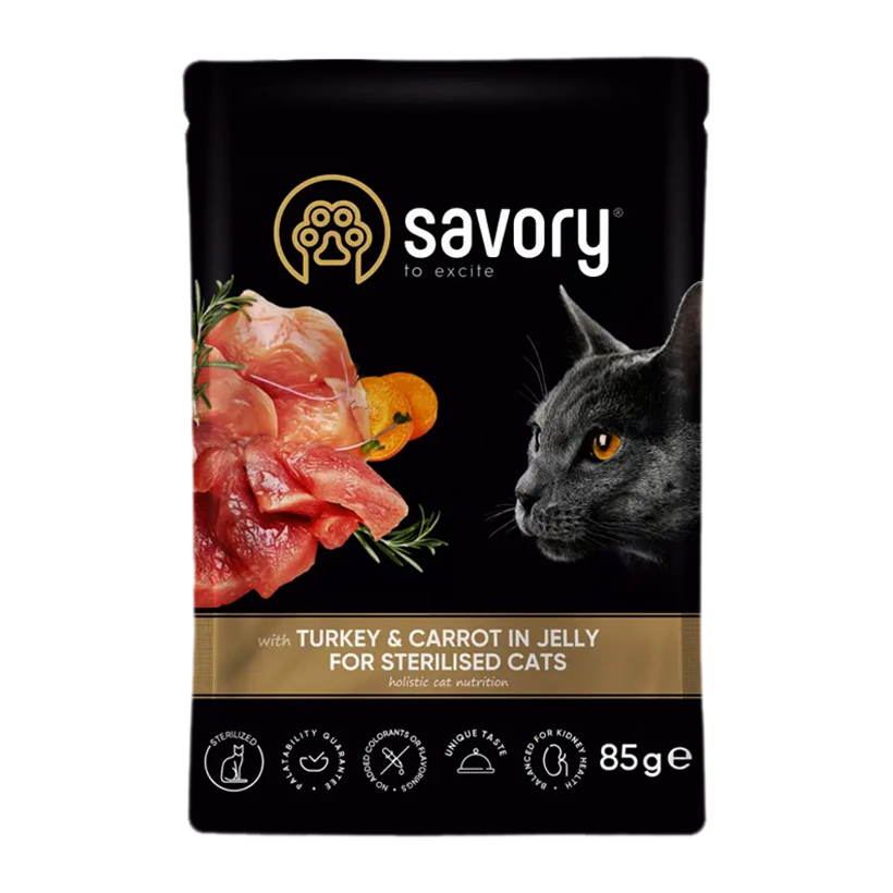 Влажный Корм для Кошек Cтерилизованных Savory Индейка и Морковь 85g - Retromagaz