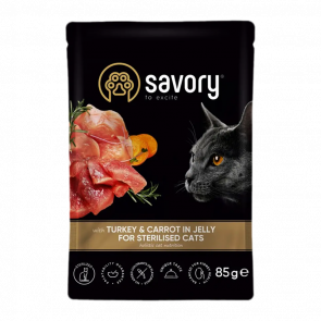 Вологий Корм Savory Індичка та Морква для Котів 85g