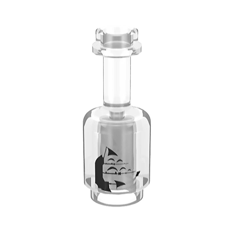 Посуда Lego Bottle with Black Sailing Ship Pattern 95228pb01 4633925 Trans-Clear Б/У - Retromagaz