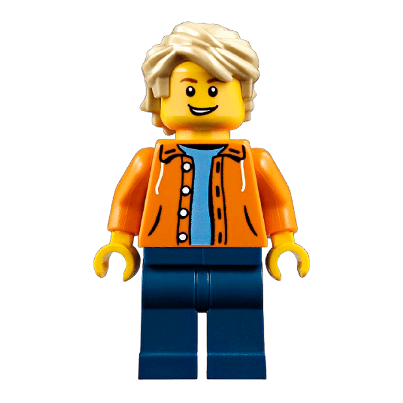 Фигурка Lego People 973pb0906 Orange Jacket with Hood City twn305 Б/У - Retromagaz