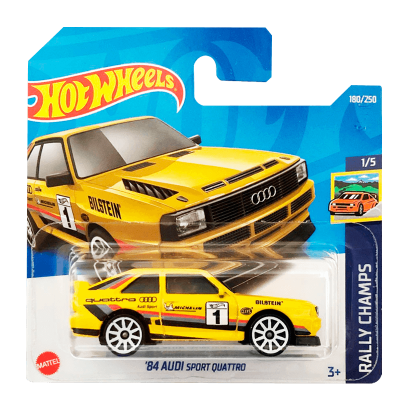 Машинка Базовая Hot Wheels '84 Audi Sport Quattro Rally Champs 1:64 HCV29 Yellow - Retromagaz