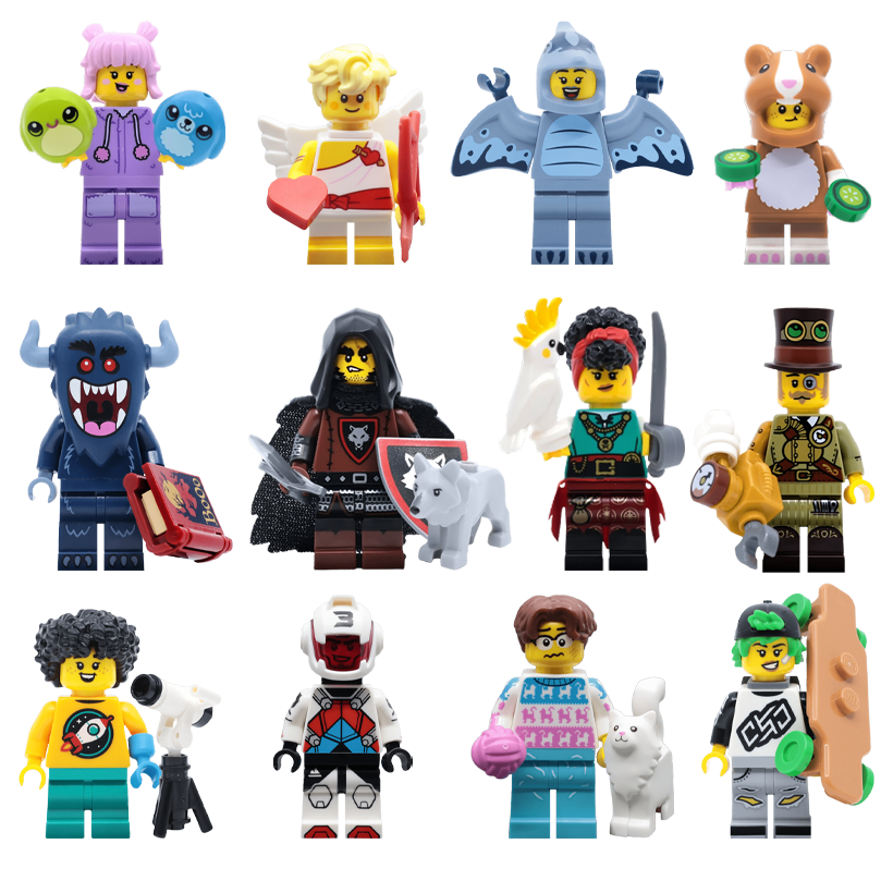 Набір Фігурка Lego Series 27 Wolfpack Beastmaster Collectible Minifigures 71048 col450 col27-2 Новий  + Hamster Costume Fan + Steampunk Inventor + Cat Lover + Pirate Quartermaster + Cupid + Bogeyman + Longboarder + Pterodactyl Costume Fan + Plush Toy Coll - Retromagaz