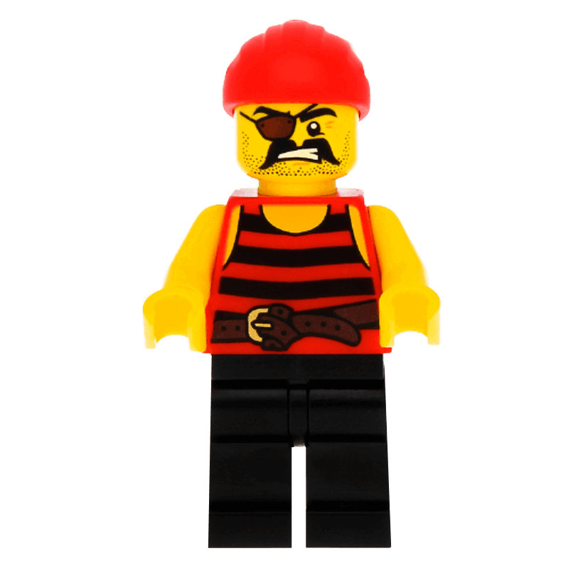 Фігурка Lego Pirates Pirate 1 Black and Red Stripes Adventure pi159 70410 Б/У - Retromagaz