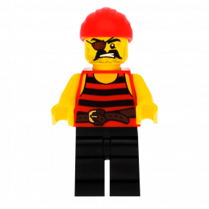 Фигурка Lego Pirate 1 Black and Red Stripes Black Legs Eye Patch Adventure Pirates pi159 1 Б/У