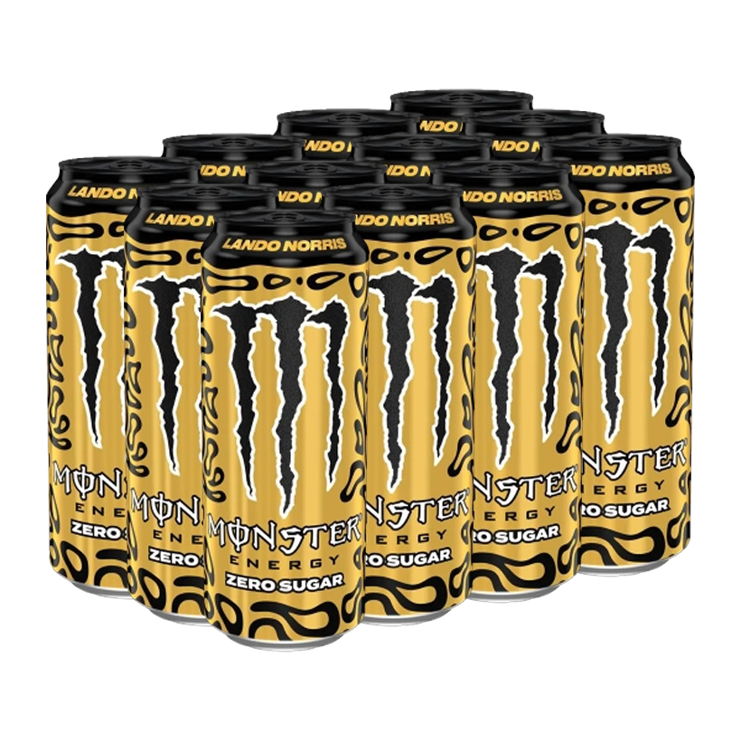 Набір Напій Енергетичний 12шт Monster Energy Lando Norris Formula 1 Limited Gold Edition Zero Sugar 500ml - Retromagaz