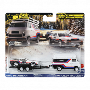 Машинка Premium 2шт Hot Wheels DMC DeLorean и Транспортер HW Rally Hauler Team Transport 1:64 JBM35 White Машинка Premium 2шт Hot Wheels DMC DeLorean и Транспортер HW Rally Hauler Team Transport 1:64 JBM35 White - Retromagaz