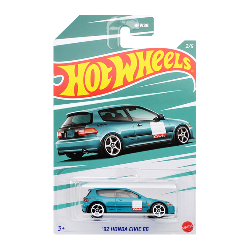 Тематична Машинка Hot Wheels '92 Honda Civic EG Honda 1:64 HDH20 Turquoise - Retromagaz