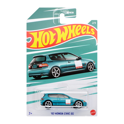 Тематична Машинка Hot Wheels '92 Honda Civic EG Honda 1:64 HDH20 Turquoise - Retromagaz