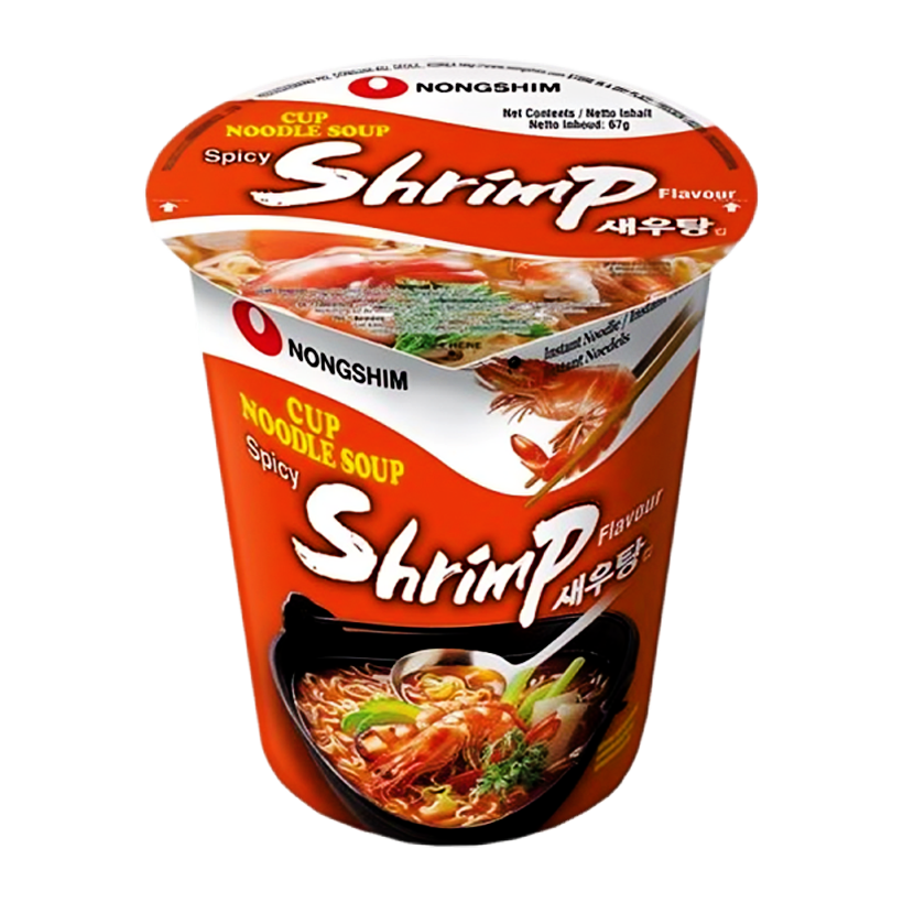 Локшина Nongshim Cup Noodle Spicy Shrimp з Креветками Гостра 67g - Retromagaz