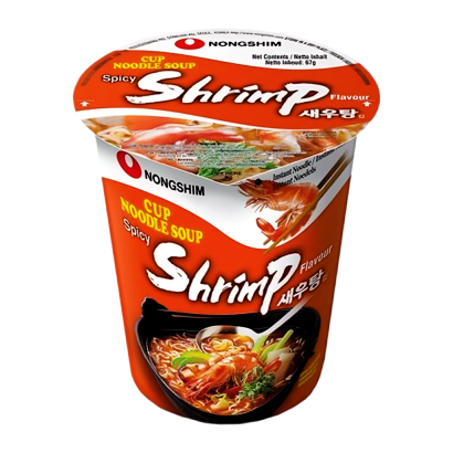 Лапша Nongshim Cup Noodle Spicy Shrimp с Креветками Острая 67g - Retromagaz