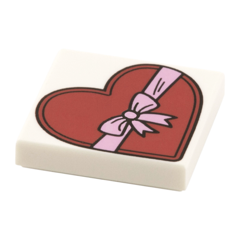 Плитка 2шт Lego Декоративная with Groove with Heart Shaped Present Gift Box Pattern 2 x 2 3068bpb0924 6108753 White Б/У - Retromagaz