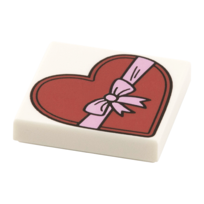 Плитка Lego with Groove with Heart Shaped Present Gift Box Pattern Декоративна 2 x 2 3068bpb0924 6108753 White 2шт Б/У - Retromagaz