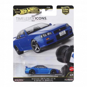 Машинка Premium Hot Wheels Nissan Nissan Skyline GT-R V·Spec II (BNR34) Car Culture 1:64 JBK92 Blue - Retromagaz