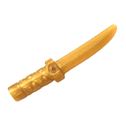 Зброя Lego Інше Knife with Flat Hilt End and Curved Blade Cross Hatched Grip 37341b 6225493 Pearl Gold 4шт Б/У - Retromagaz