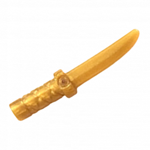 Оружие Lego Другое Knife with Flat Hilt End and Curved Blade Cross Hatched Grip 37341b 6225493 Pearl Gold 4шт Б/У - Retromagaz