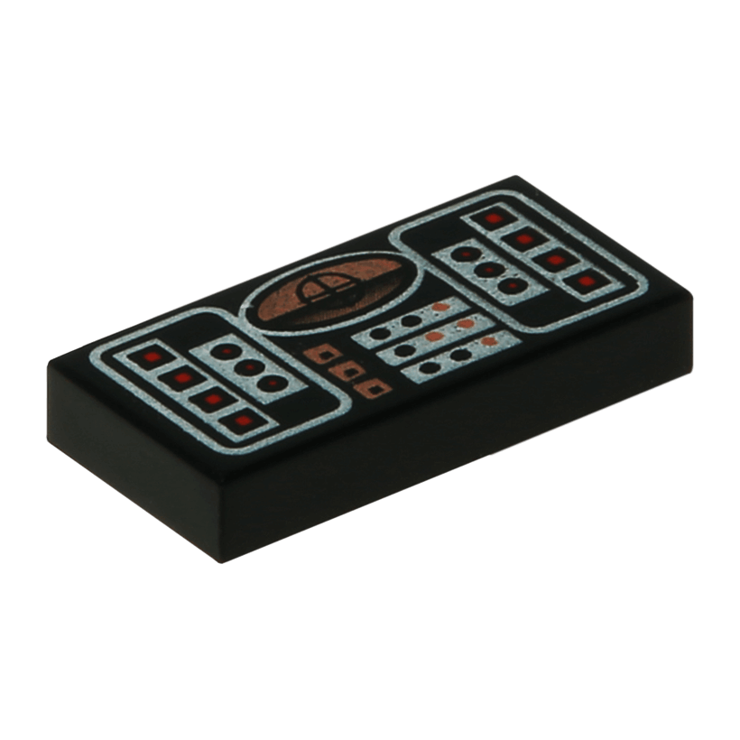 Плитка 2шт Lego Декоративная Groove with Avionics SW Copper Red & Silver Pattern 1 x 2 3069bps2 4162982 6021512 Black Б/У - Retromagaz