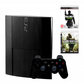 Набор Консоль Sony PlayStation 3 Super Slim 500GB Black Б/У  + Игра Call of Duty Modern Warfare 3 Английская Версия + Call of Duty 4 Modern Warfare