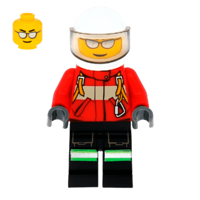 Фигурка Lego 973pb1010 Pilot Male Red Fire Suit with Carabiner City Fire cty0349 Б/У - Retromagaz