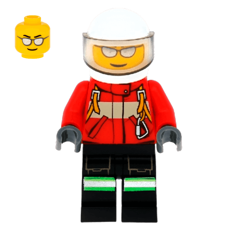 Фигурка Lego Fire 973pb1010 Pilot Male Red Fire Suit with Carabiner City cty0349 Б/У - Retromagaz