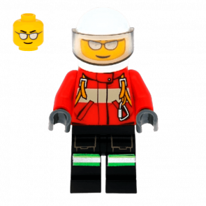 Фигурка Lego 973pb1010 Pilot Male Red Fire Suit with Carabiner City Fire cty0349 Б/У