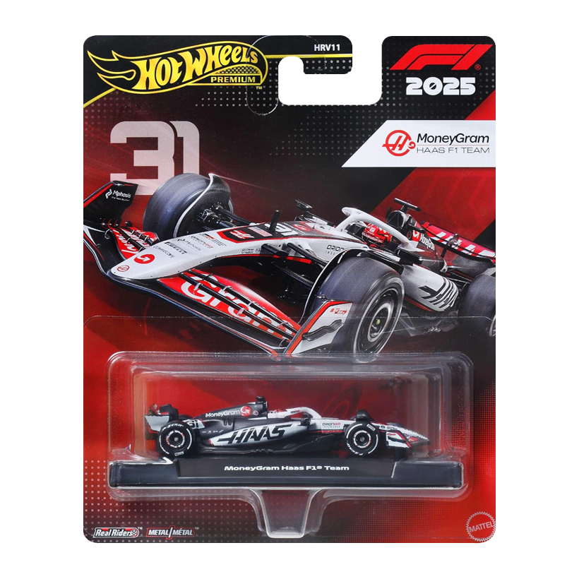 Машинка Premium Hot Wheels MoneyGram Haas F1 Team (#31 Esteban Ocon) 1:64 JKD78 Black - Retromagaz