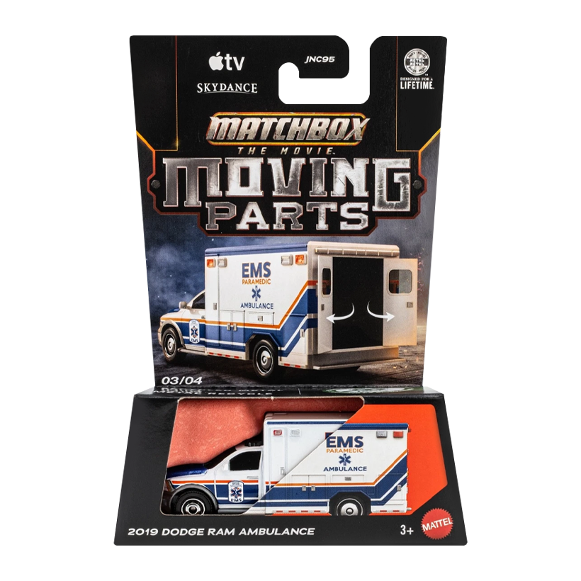 Тематическая Машинка Matchbox 2019 Dodge Ram Ambulance The Movie Series Moving Parts 1:64 JKH45 White - Retromagaz