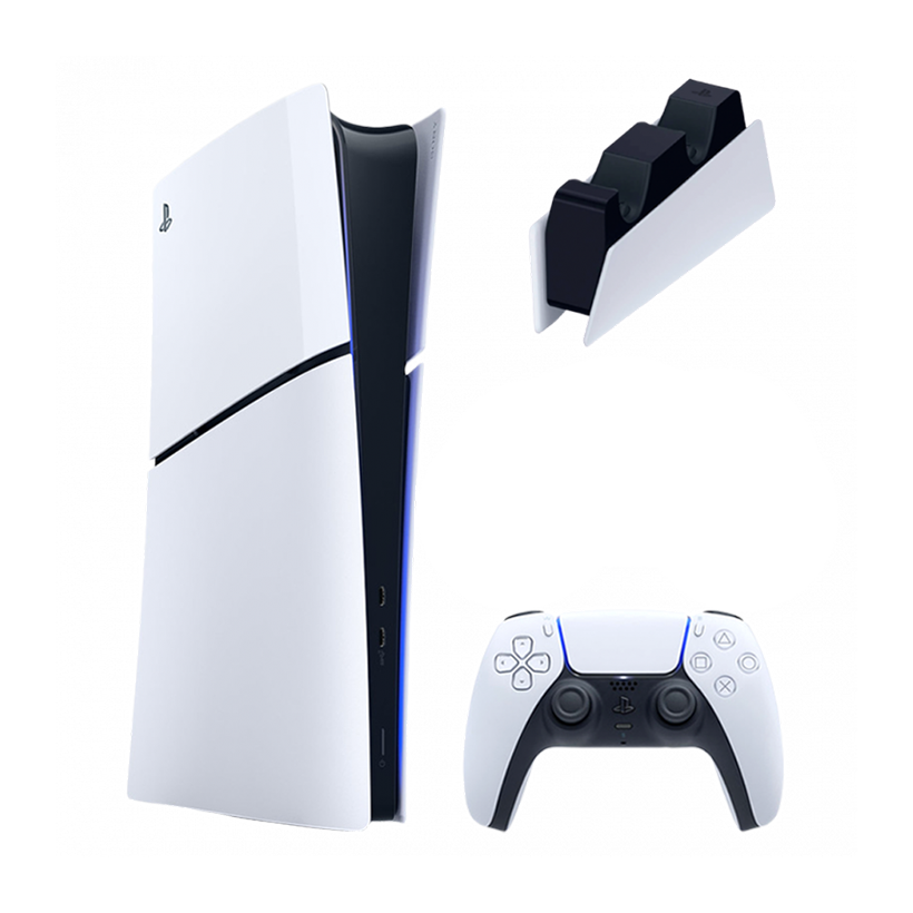 Набор Консоль Sony PlayStation 5 Slim Digital Edition 1TB White Б/У  + Геймпад Беспроводной DualSense 2шт + Зарядное Устройство Проводной для DualSense - Retromagaz