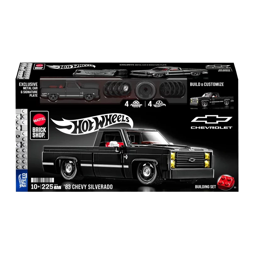 Конструктор Hot Wheels Mattel Brick Shop Chevy '83 Silverado 255 Деталей JKG42 Black - Retromagaz