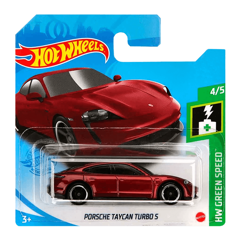 Машинка Базовая Hot Wheels Porsche Porsche Taycan Turbo S Green Speed 1:64 GTB23 Dark Red - Retromagaz