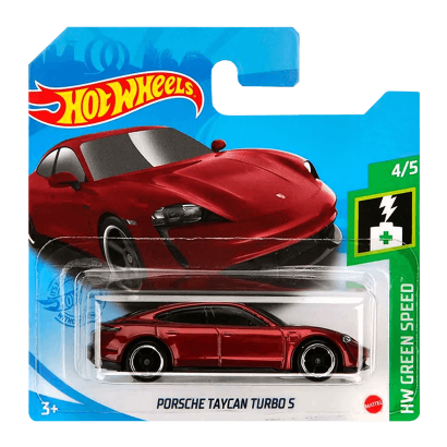 Машинка Базовая Hot Wheels Porsche Taycan Turbo S Green Speed 1:64 GTB23 Dark Red - Retromagaz