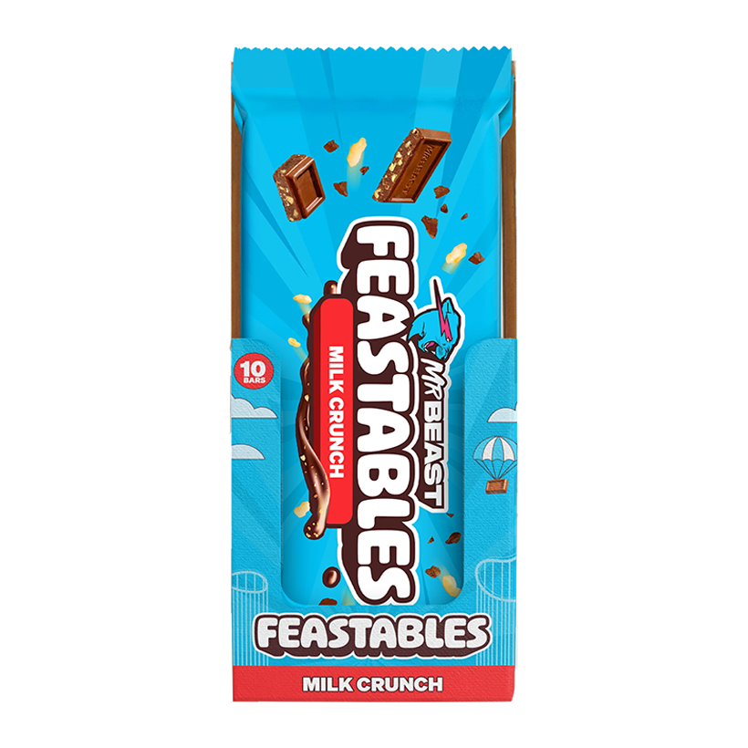 Набір Батончик 10шт MrBeast Feastables Milk Crunch King Size 60g - Retromagaz