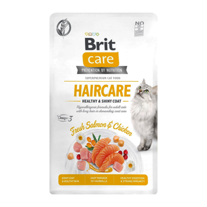 Сухой Корм Brit Care Haircare Healthy & Shiny Coat Курица Лосось для Кошек для Кожи и Шерсти 400g - Retromagaz