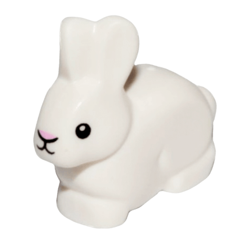 Фігурка Lego Земля Bunny Rabbit with Black Eyes and Mouth and Bright Pink Nose Animals 29685pb01 6186286 6254176 White Б/У - Retromagaz
